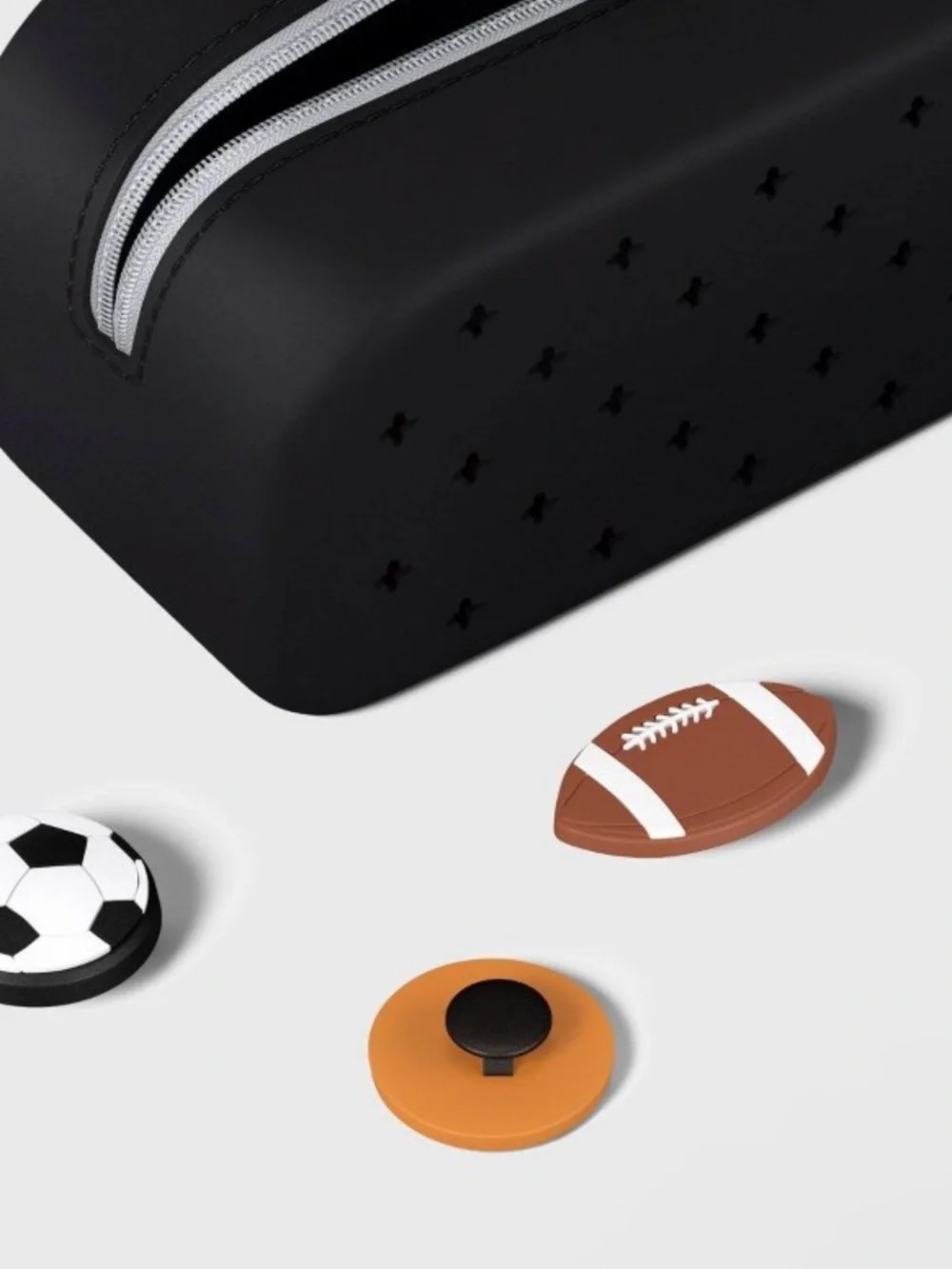 Single Zip Silicone Pencil Pouch Black with Sports Charms - up&up™